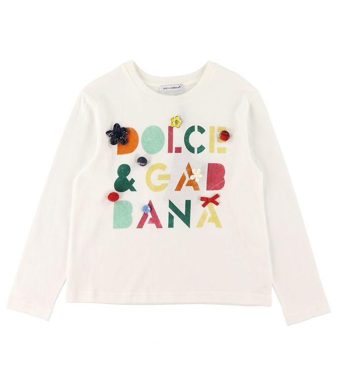 Dolce & Gabbana Bluse Hvid Tekst Knapper